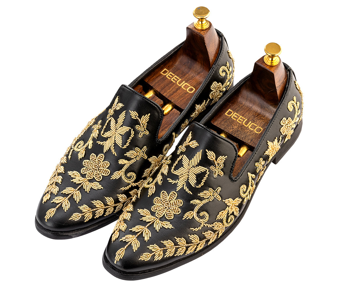 Deeuco Premium Black Hand Zardozi embroidery Jutti