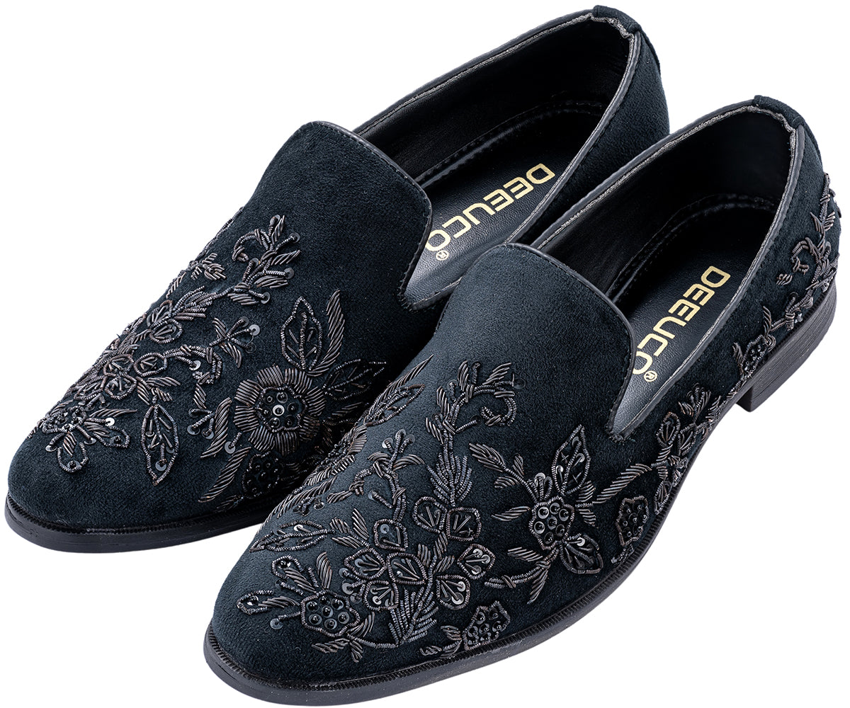 Deeuco Ethnic Premium Black Velvet Zardozi embroidery Jutti