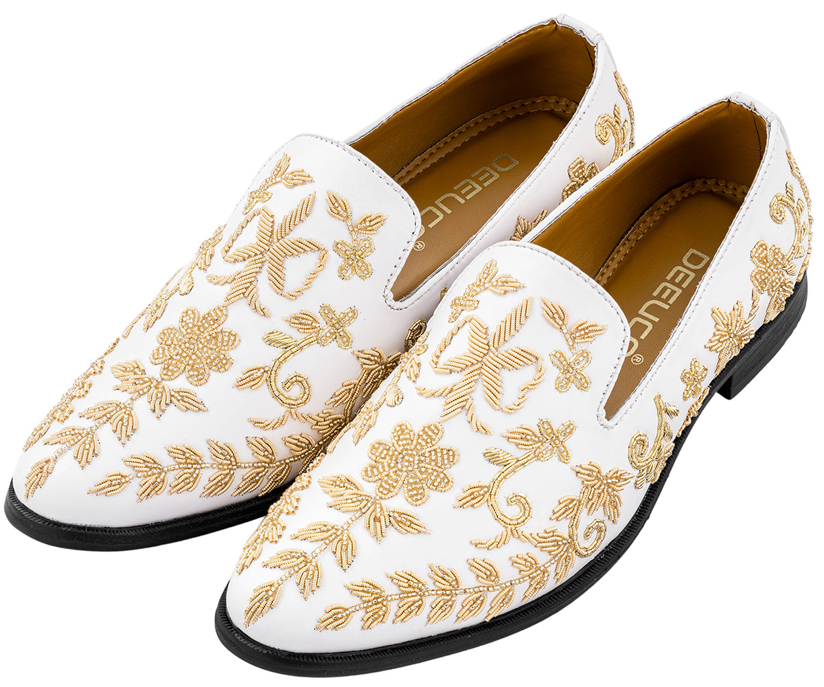 Deeuco Premium White Hand Zardozi embroidery Jutti