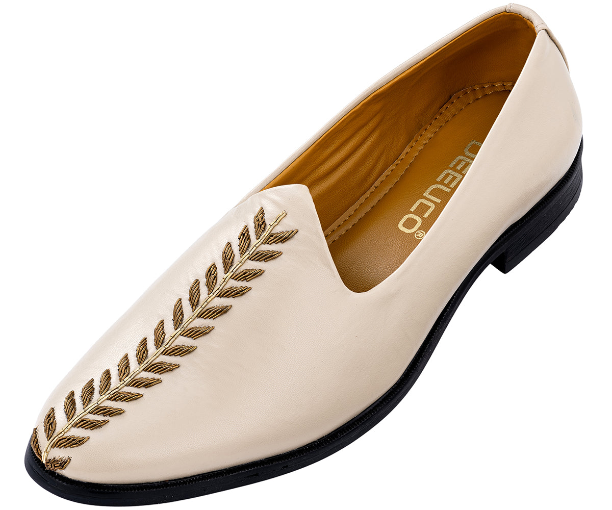 Deeuco Premium Cream Hand Zardozi embroidery Jutti