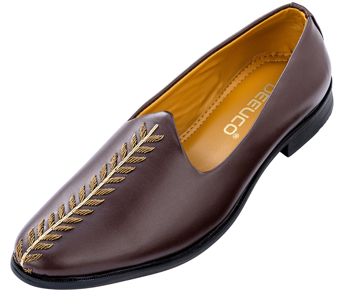 Deeuco Premium Brown Traditional Zardozi work embroidery Jutti