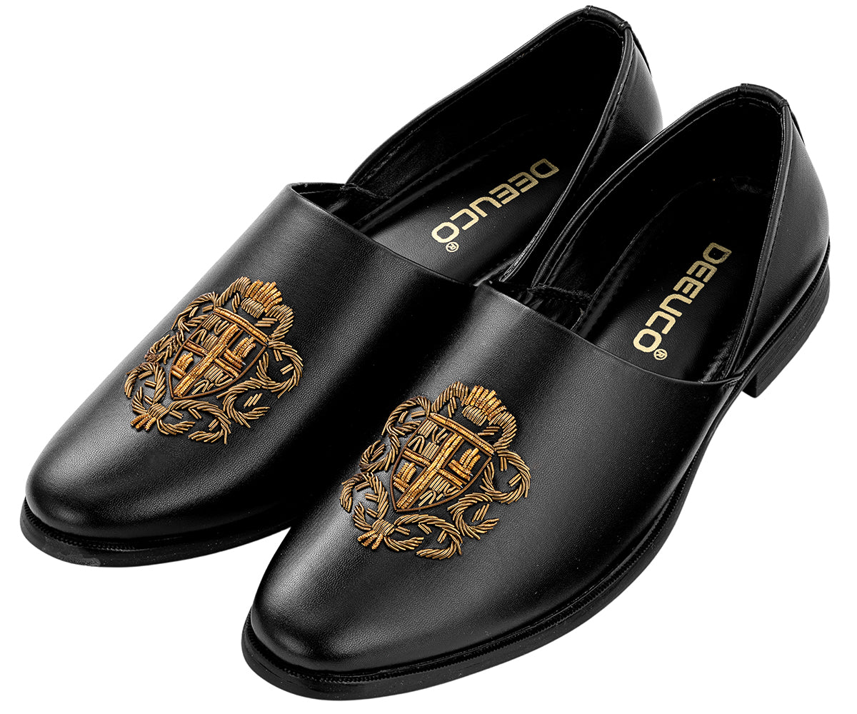 Deeuco Premium Black Traditional Zardozi embroidery Jutti