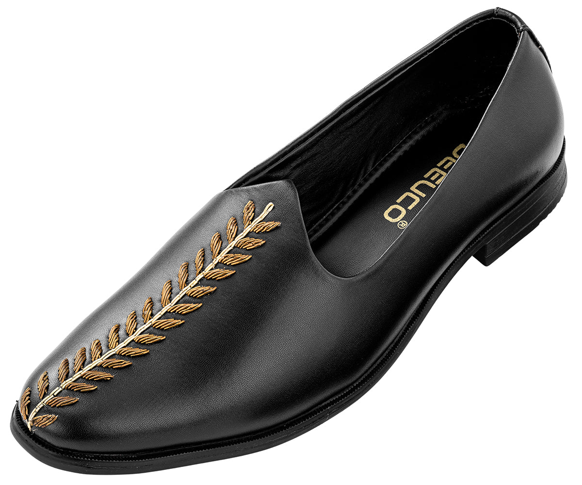 Deeuco Premium Black Traditional Handcrafted Zardozi embroidery Jutti