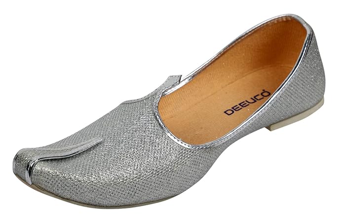 DEEUCO Men's Silver Ethnic Juttis