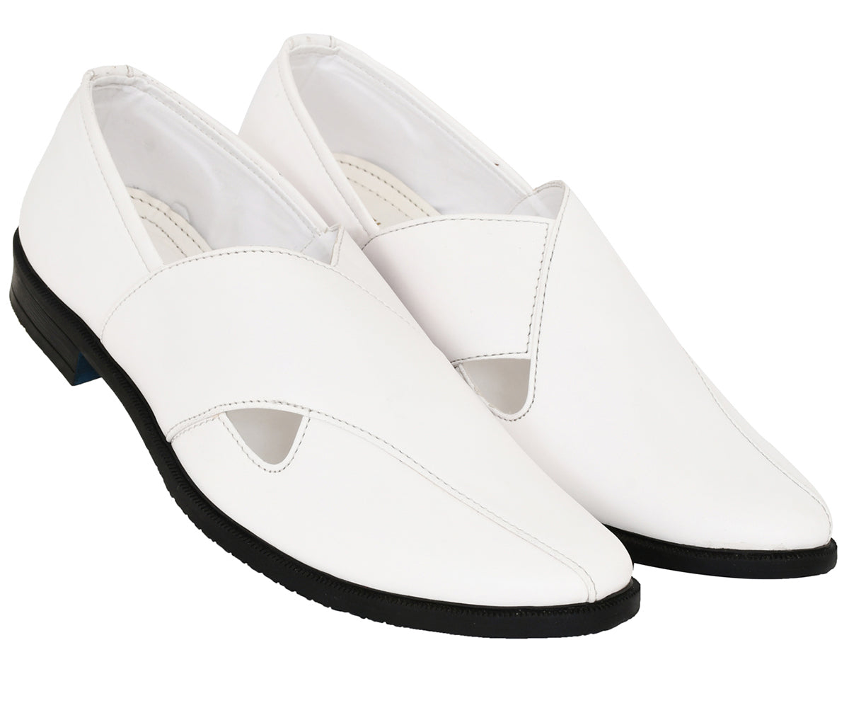 Deeuco Men's Criss-Cross White Peshawari Sandals