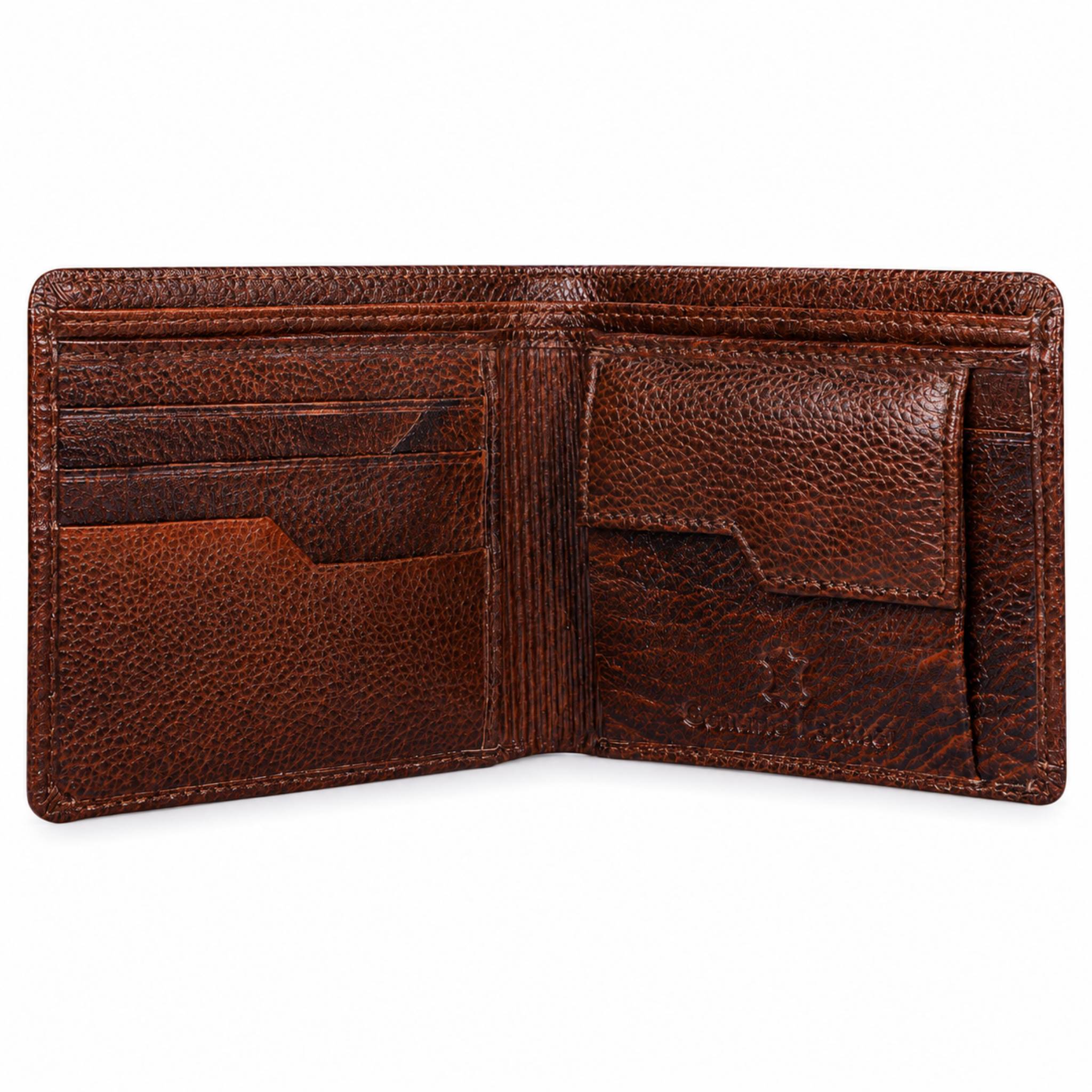 Deeuco Men's Brown Genuine Leather Wallet with 3 card slot