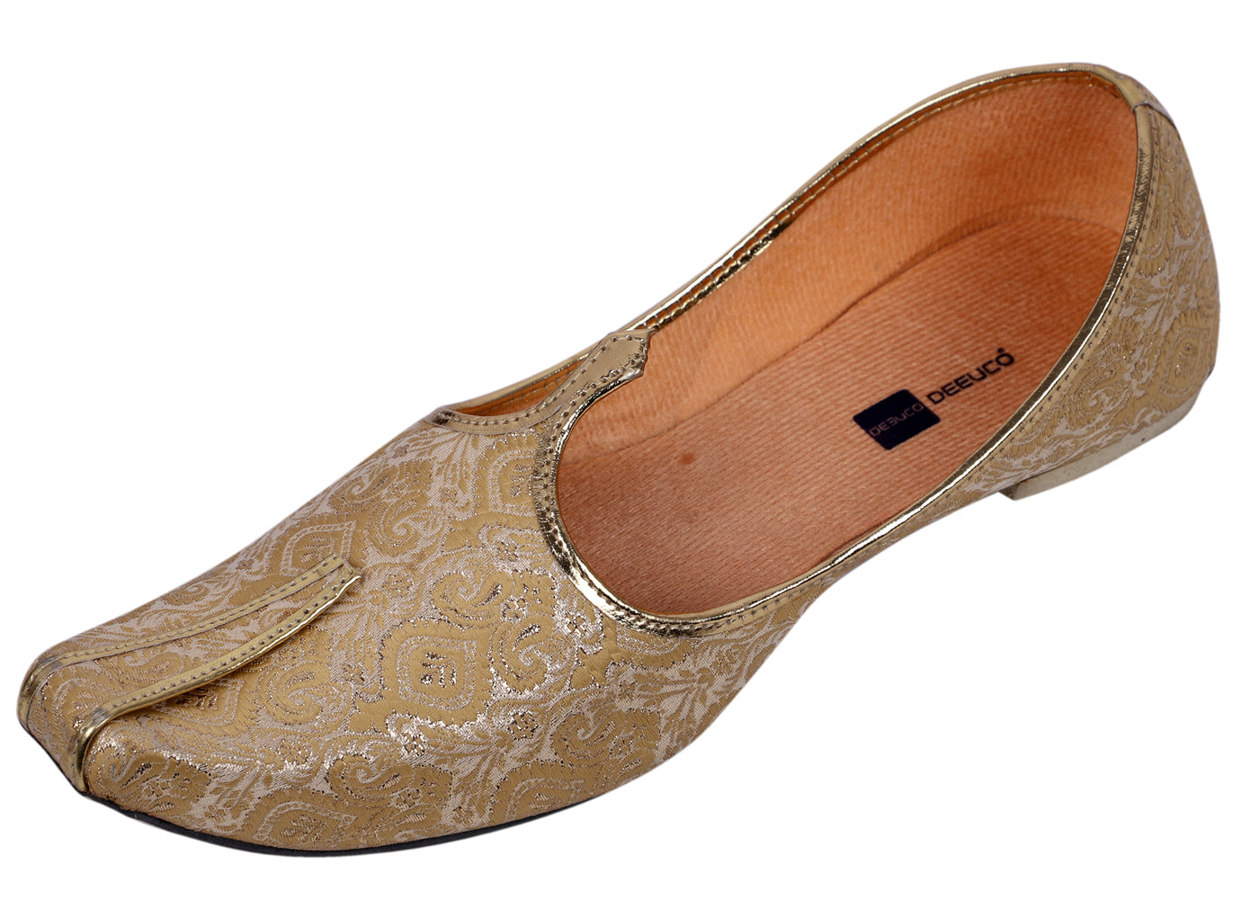 DEEUCO Men's Ethnic Royal Golden Wedding and Sherwani Jutti, Mojari