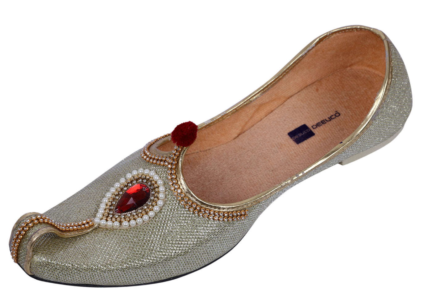 DEEUCO Men's Ethnic Golden Wedding and Sherwani Jutti, Mojari