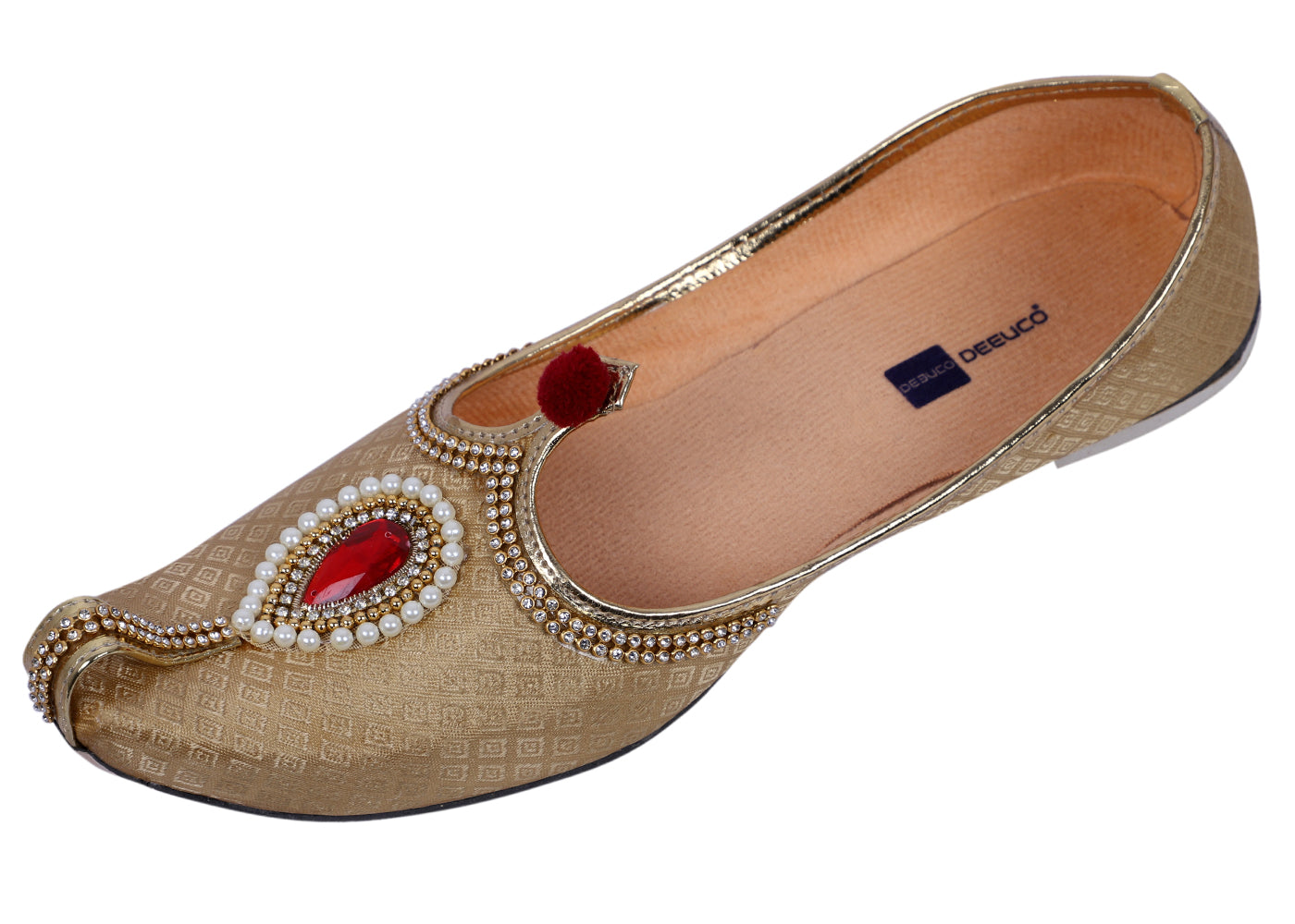 DEEUCO Men's Ethnic Golden Wedding and Sherwani Jutti, Mojari