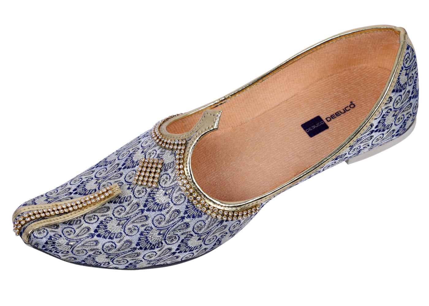 DEEUCO Men's Ethnic Navy Blue Wedding and Sherwani Jutti, Mojari