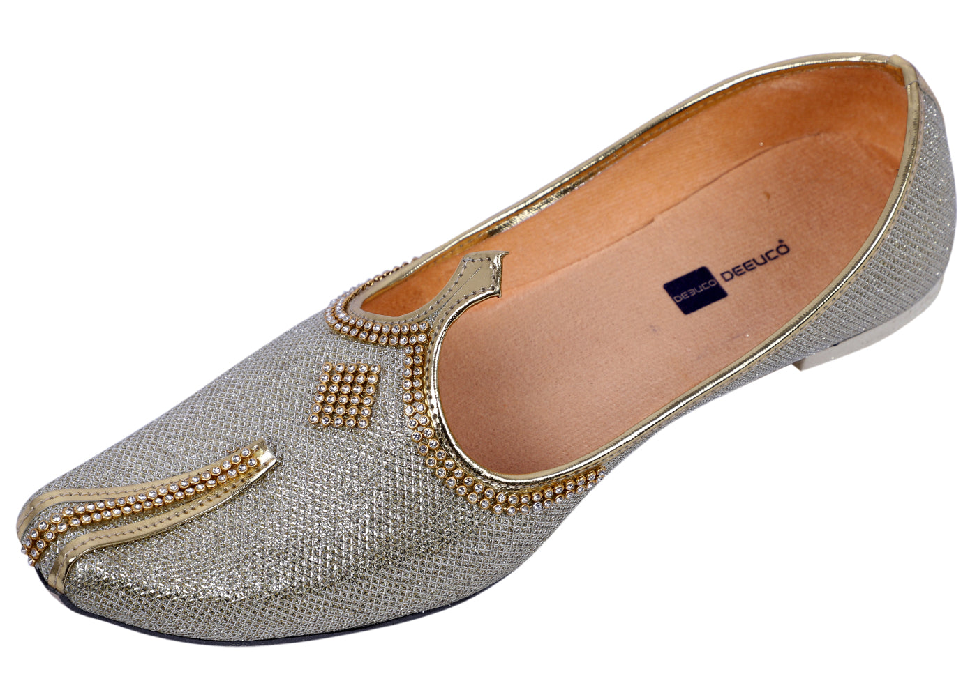 DEEUCO Men's Ethnic Golden Wedding and Sherwani Mojari, Jutti