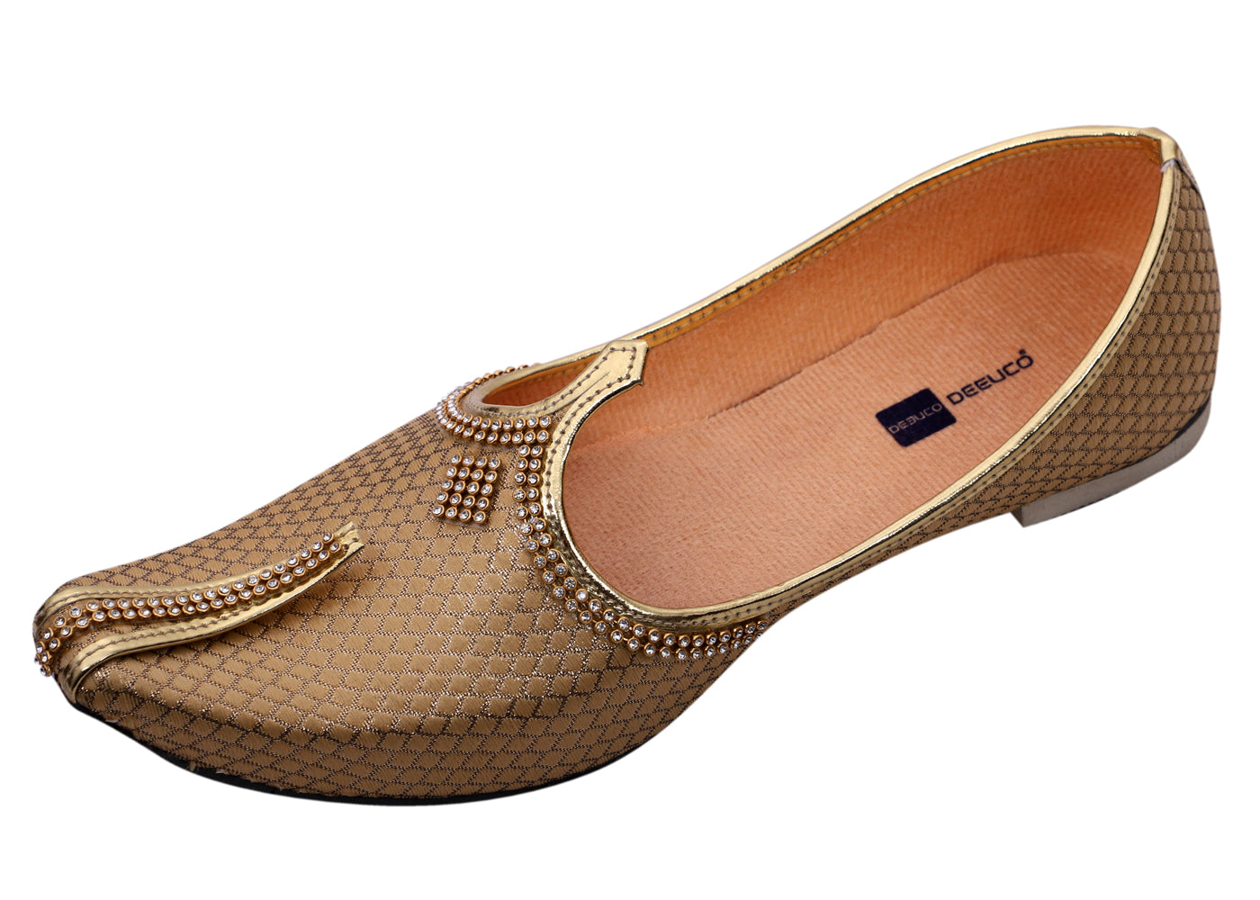 DEEUCO Men's Traditional Premium Golden Wedding and Sherwani Jutti, Mojari