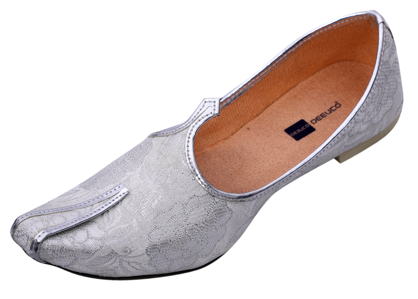 DEEUCO Men's Ethnic Siver Wedding and Sherwani Jutti, Mojari