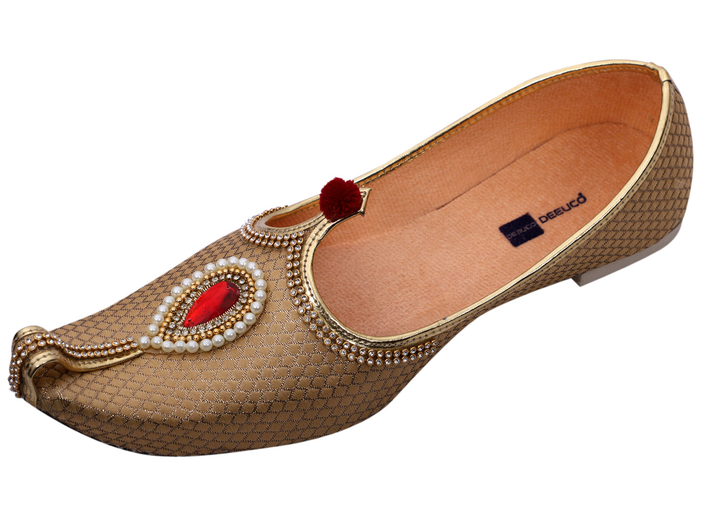 DEEUCO Men's Ethnic Golden Wedding and Sherwani Jutti, Mojari