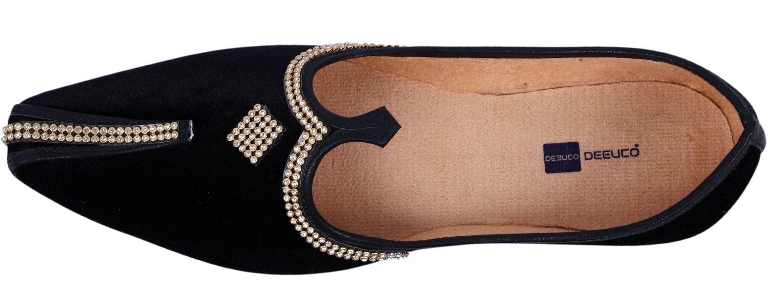 DEEUCO Men's Ethnic Black Wedding and Sherwani Jutti, Mojari