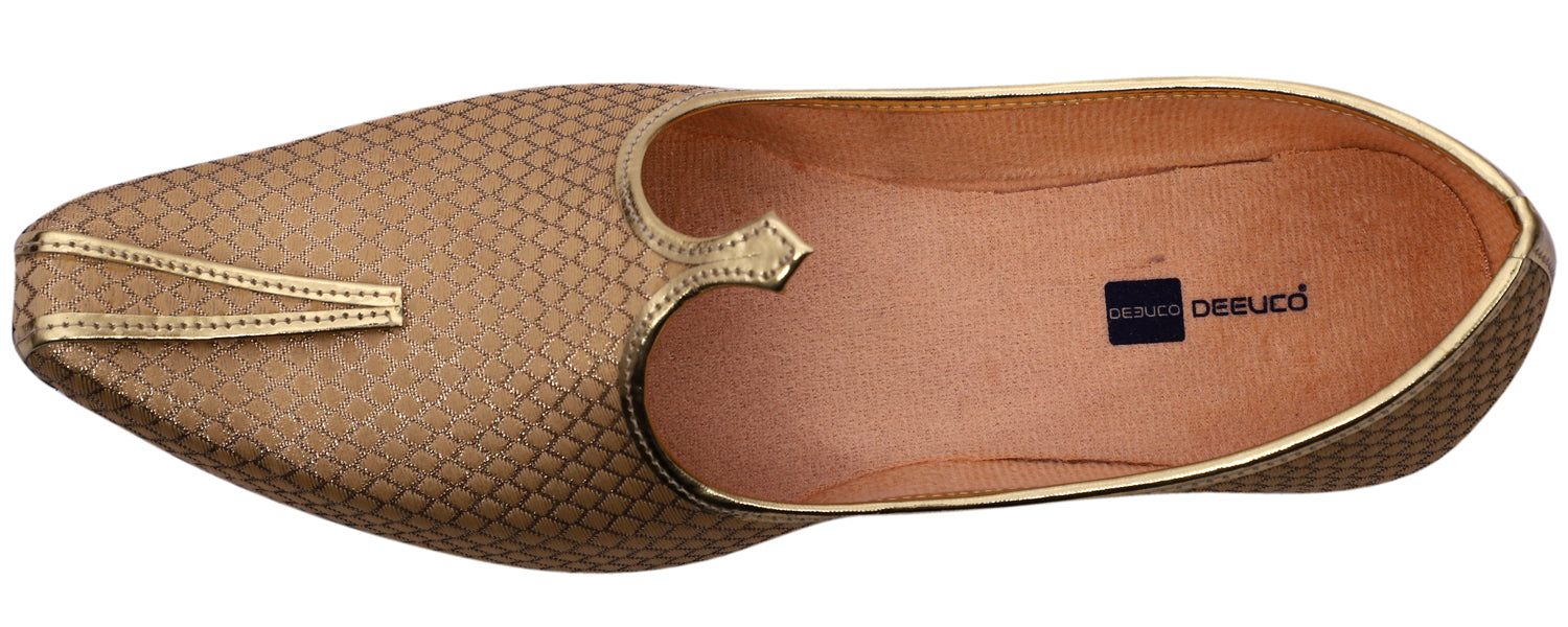 DEEUCO Men's Ethnic Golden Wedding and Sherwani Jutti, Mojari