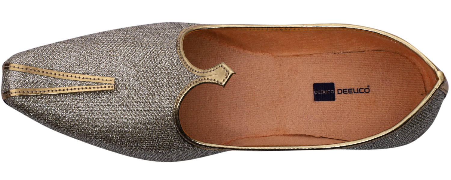 DEEUCO Men's Ethnic Golden Wedding and Sherwani Jutti, Mojari