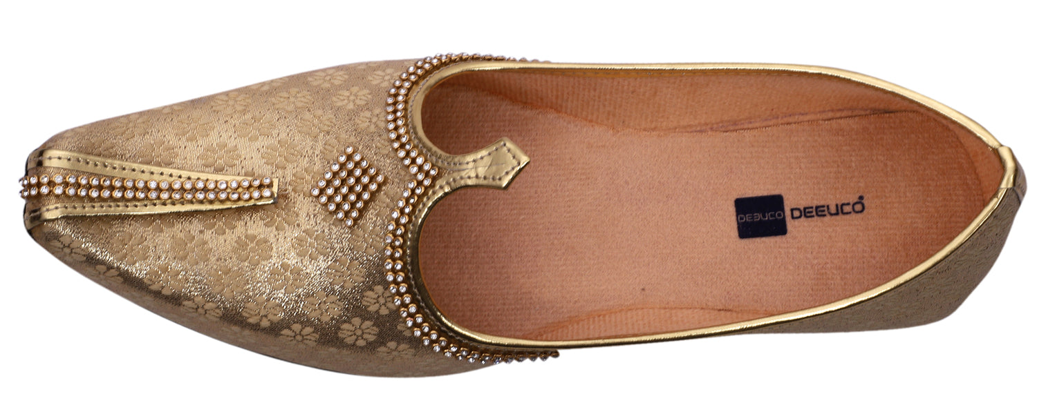 DEEUCO Men's Ethnic Golden Wedding and Sherwani Jutti, Mojari