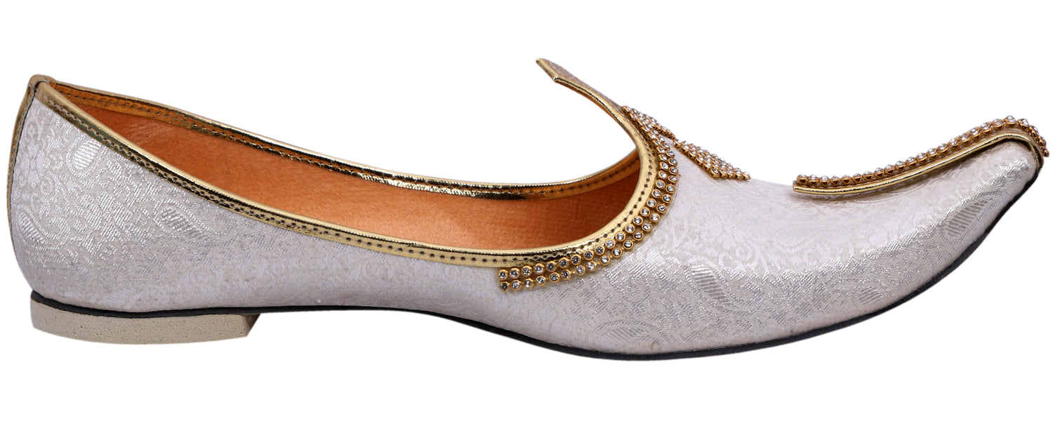 DEEUCO Men's Ethnic Cream Wedding and Sherwani Jutti, Mojari