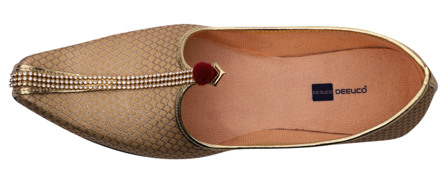 DEEUCO Men's Ethnic Golden Wedding and Sherwani Jutti, Mojari