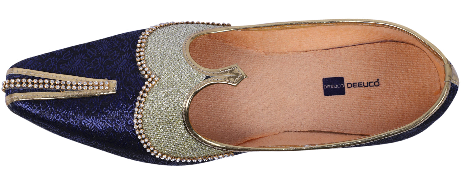 DEEUCO Men's Ethnic Golden Wedding and Sherwani Mojari, Jutti