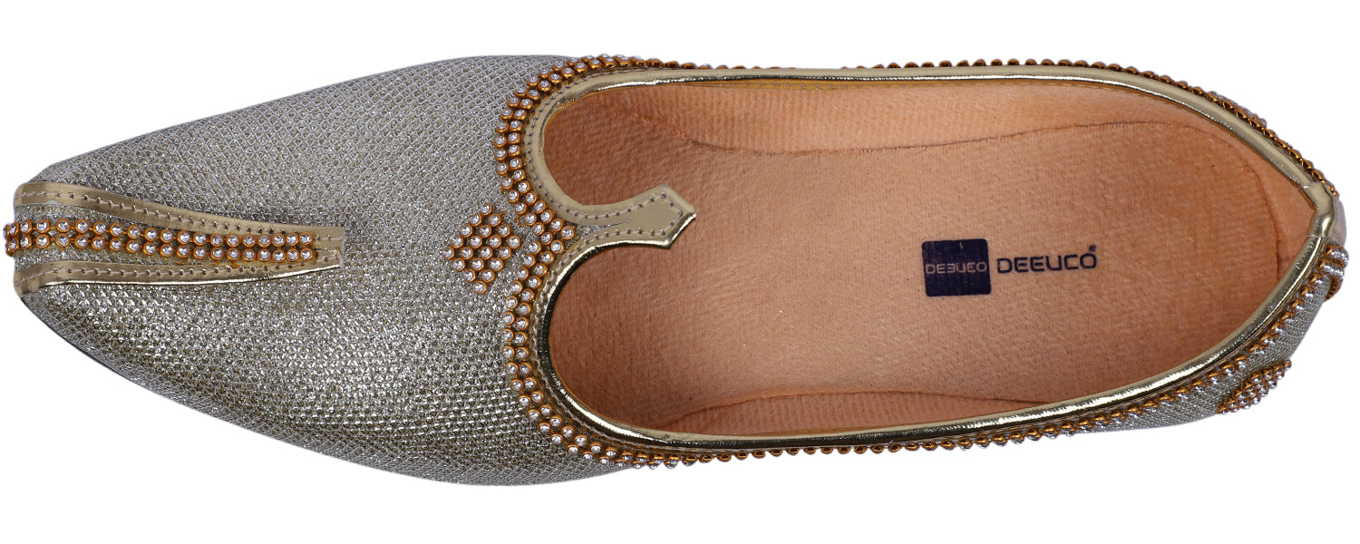 DEEUCO Men's Ethnic Golden Wedding and Sherwani Jutti, Mojari