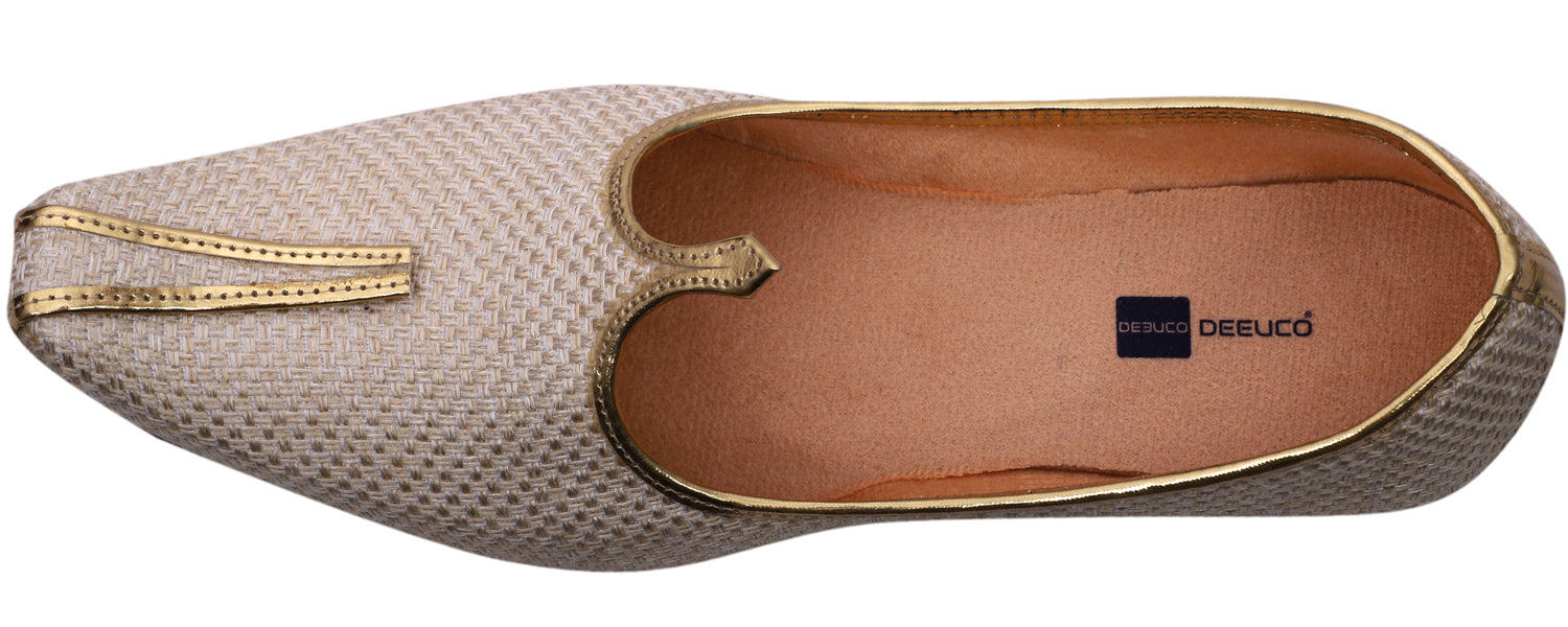 DEEUCO Men's Ethnic Cream Wedding and Sherwani Jutti, Mojari