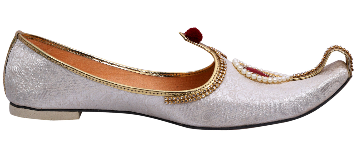 DEEUCO Men's Ethnic Cream Wedding and Sherwani Jutti, Mojari