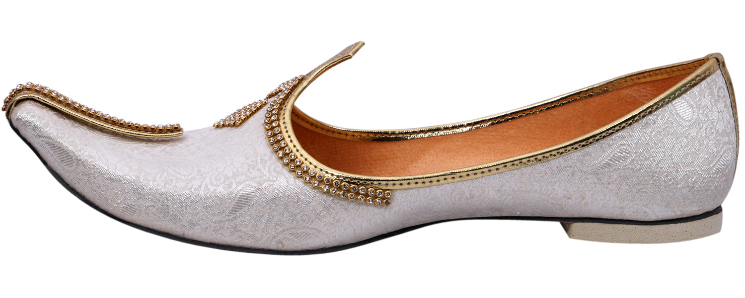 DEEUCO Men's Ethnic Cream Wedding and Sherwani Jutti, Mojari