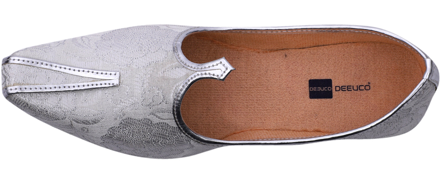 DEEUCO Men's Ethnic Siver Wedding and Sherwani Jutti, Mojari