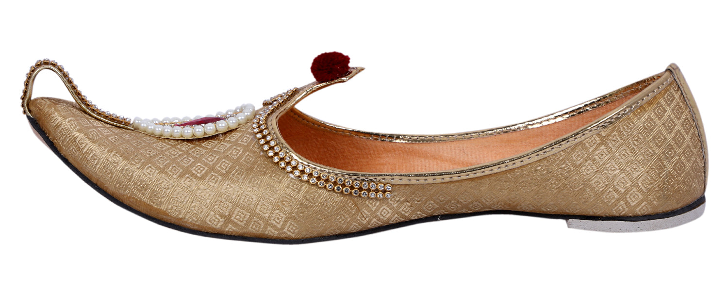 DEEUCO Men's Ethnic Golden Wedding and Sherwani Jutti, Mojari