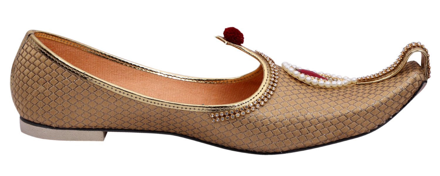 DEEUCO Men's Ethnic Golden Wedding and Sherwani Jutti, Mojari