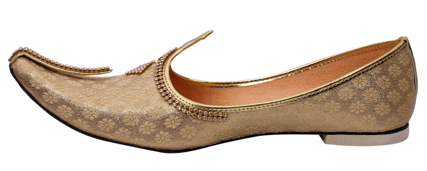 DEEUCO Men's Ethnic Golden Wedding and Sherwani Jutti, Mojari