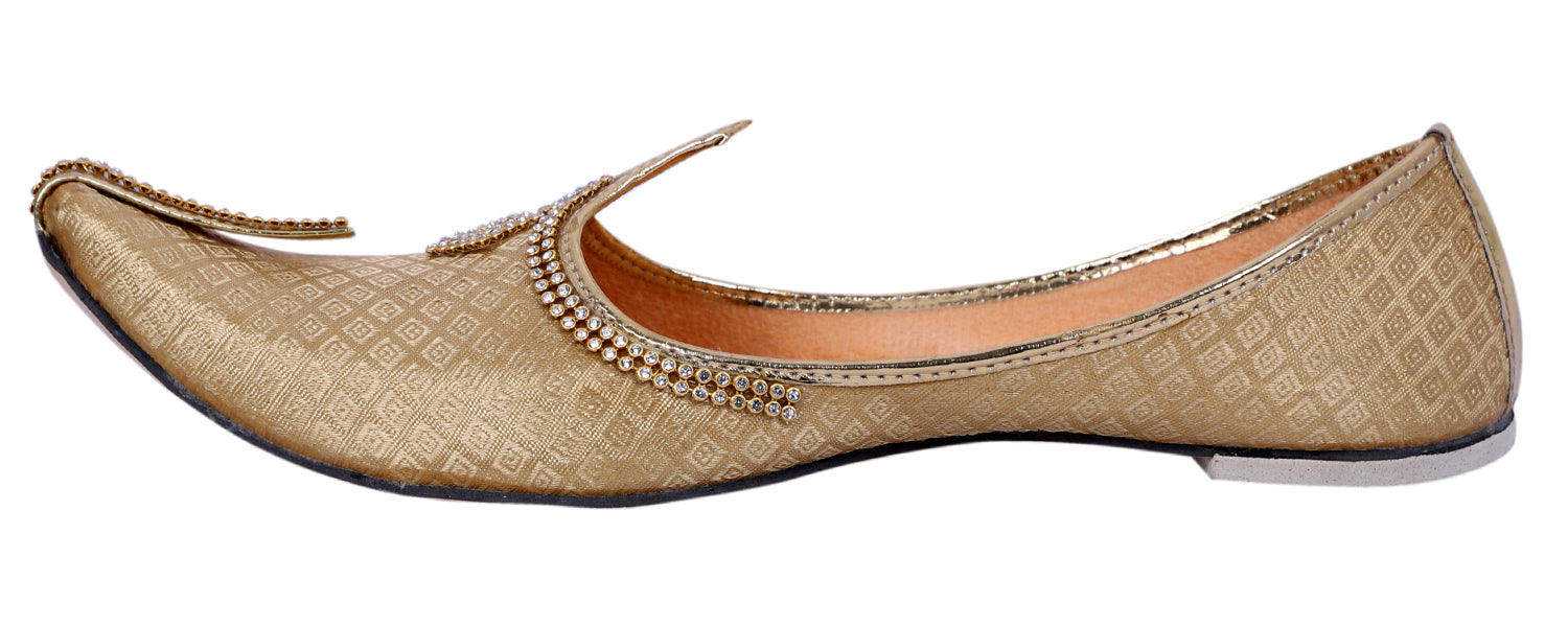 DEEUCO Men's Ethnic Royal Golden Wedding and Sherwani Mojari, Jutti