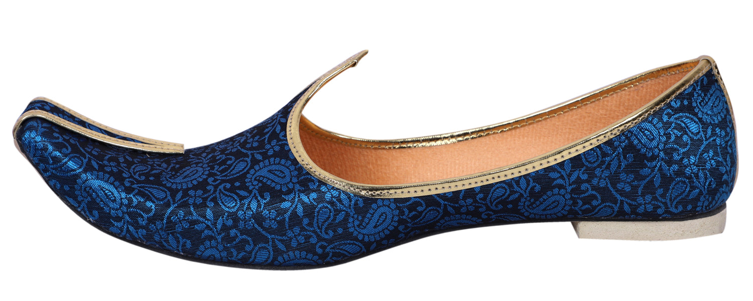 DEEUCO Men's Ethnic Navy Blue Wedding and Sherwani Jutti, Mojari