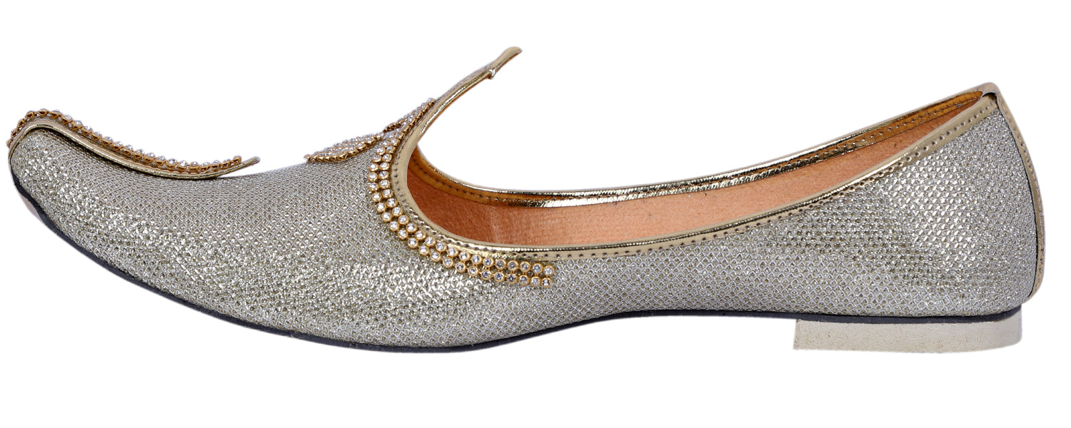 DEEUCO Men's Ethnic Golden Wedding and Sherwani Mojari, Jutti