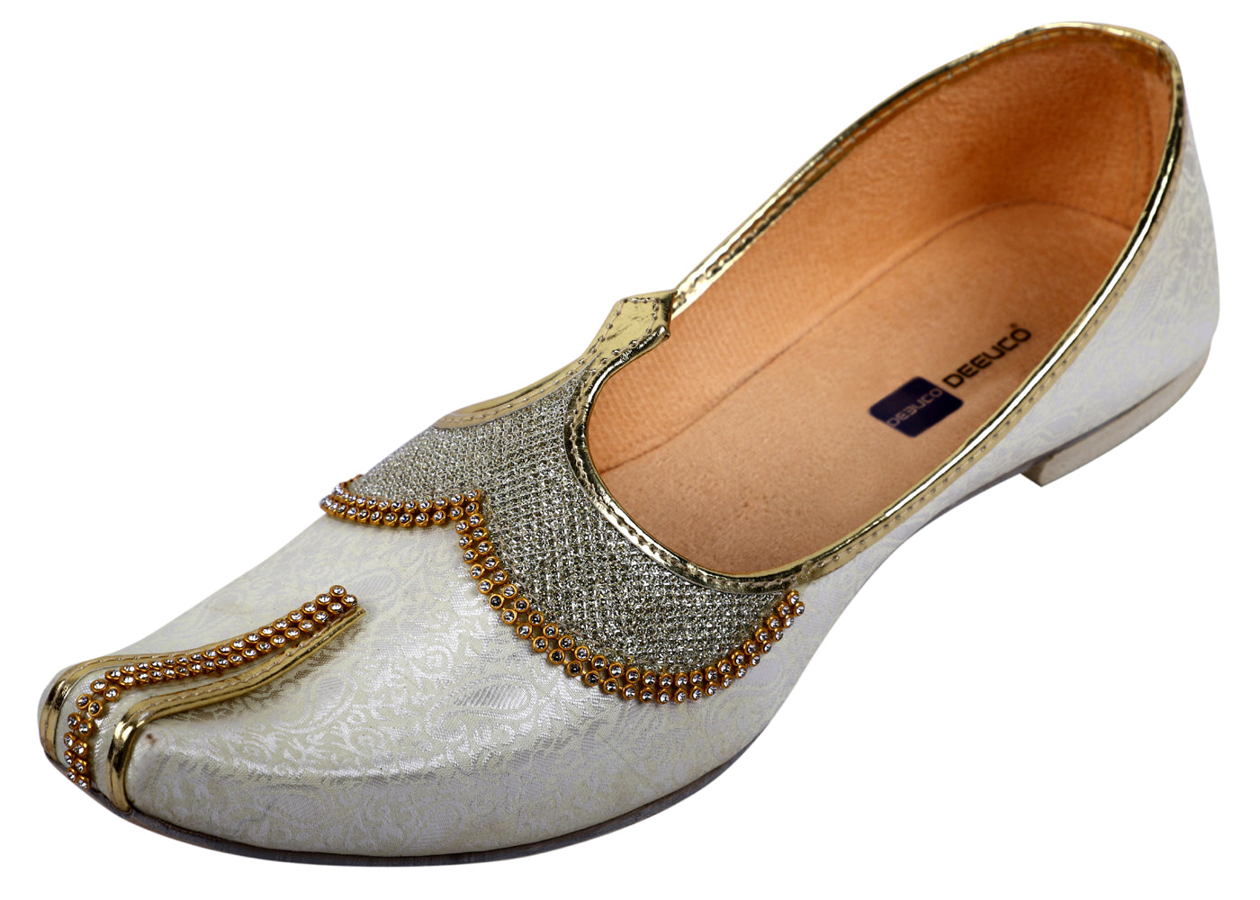 DEEUCO Men's Traditional Cream Wedding and Sherwani Jutti,Mojari