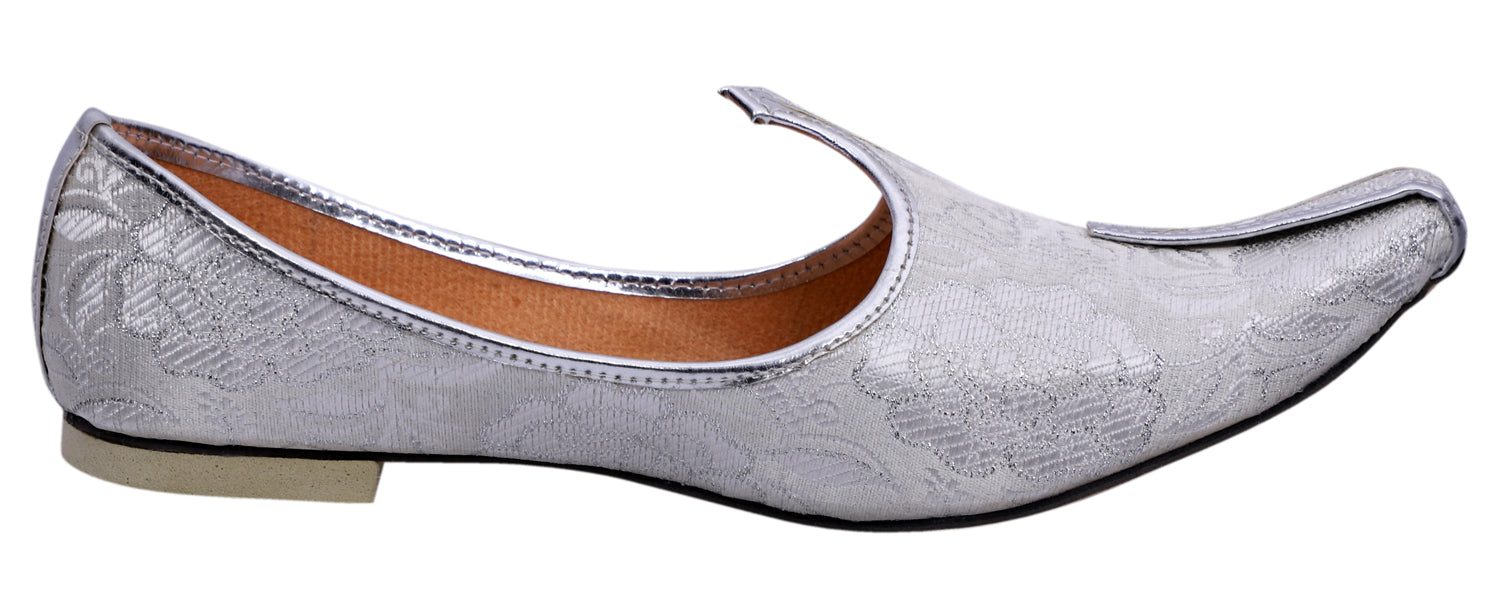 DEEUCO Men's Ethnic Siver Wedding and Sherwani Jutti, Mojari