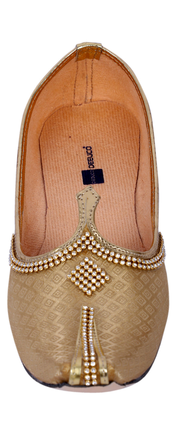 DEEUCO Men's Ethnic Royal Golden Wedding and Sherwani Mojari, Jutti