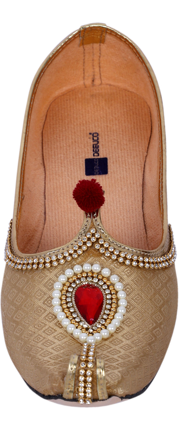 DEEUCO Men's Ethnic Golden Wedding and Sherwani Jutti, Mojari