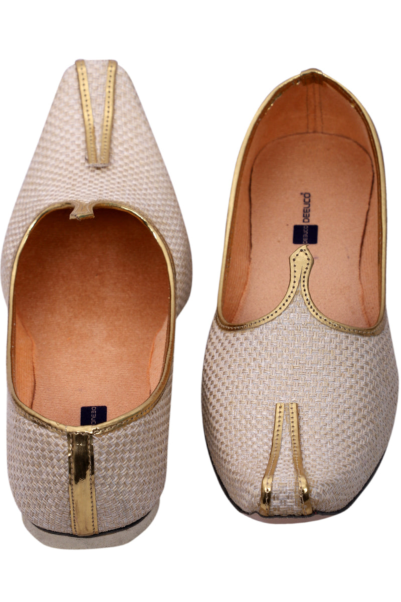 DEEUCO Men's Ethnic Cream Wedding and Sherwani Jutti, Mojari