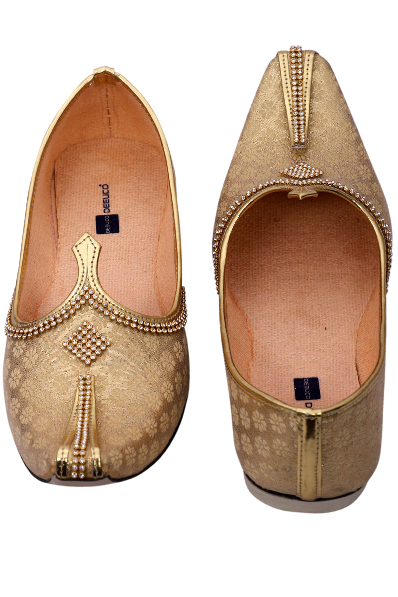 DEEUCO Men's Ethnic Golden Wedding and Sherwani Jutti, Mojari