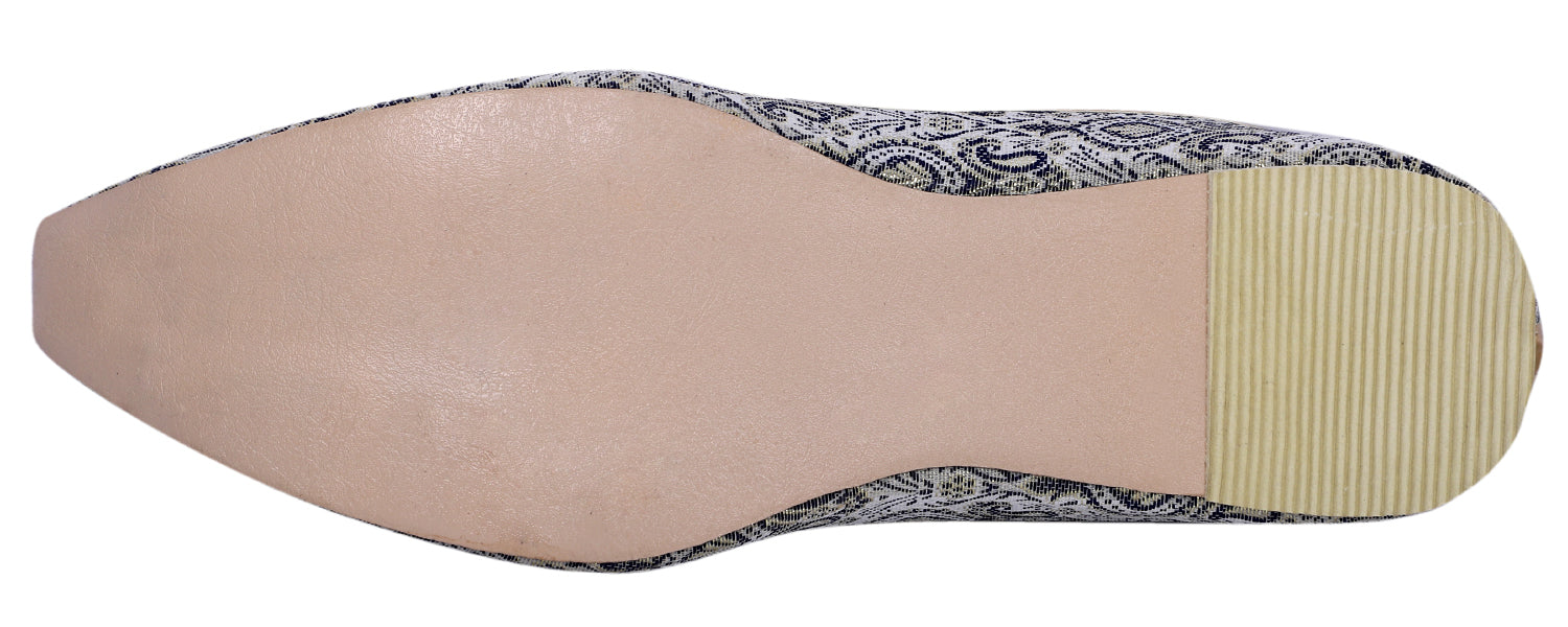 DEEUCO Men's Ethnic Blue Velvet Wedding and Sherwani Jutti, Mojari