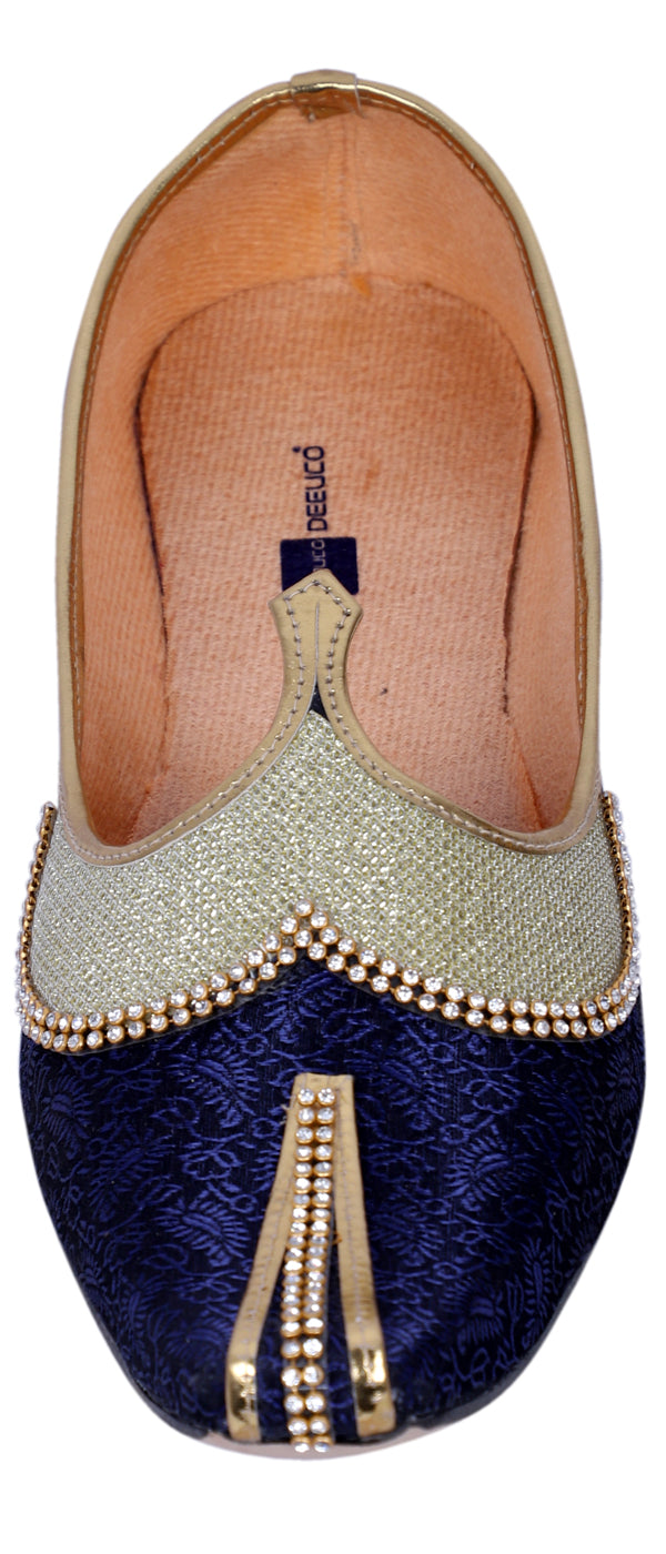 DEEUCO Men's Ethnic Golden Wedding and Sherwani Mojari, Jutti