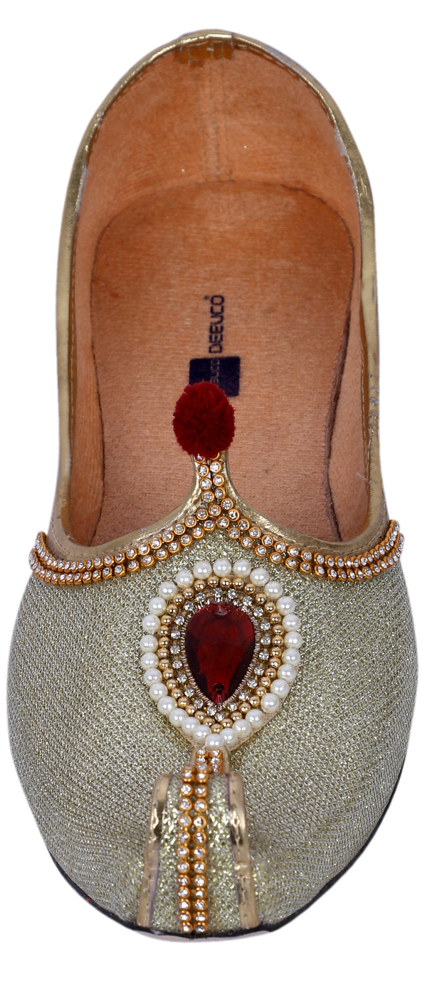 DEEUCO Men's Ethnic Golden Wedding and Sherwani Jutti, Mojari