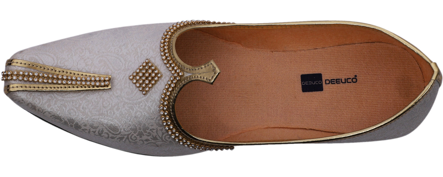 DEEUCO Men's Ethnic Cream Wedding and Sherwani Jutti, Mojari