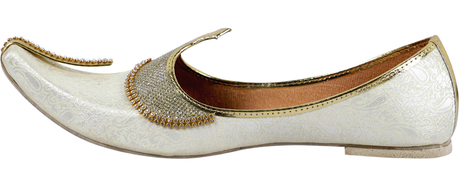 DEEUCO Men's Ethnic Cream Wedding and Sherwani Jutti,Mojari