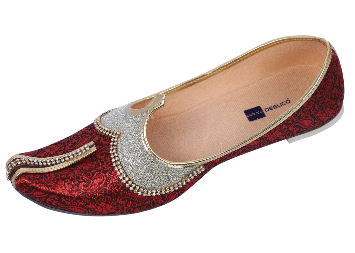 DEEUCO Men's Ethnic Maroon Wedding and Sherwani Jutti, Mojari