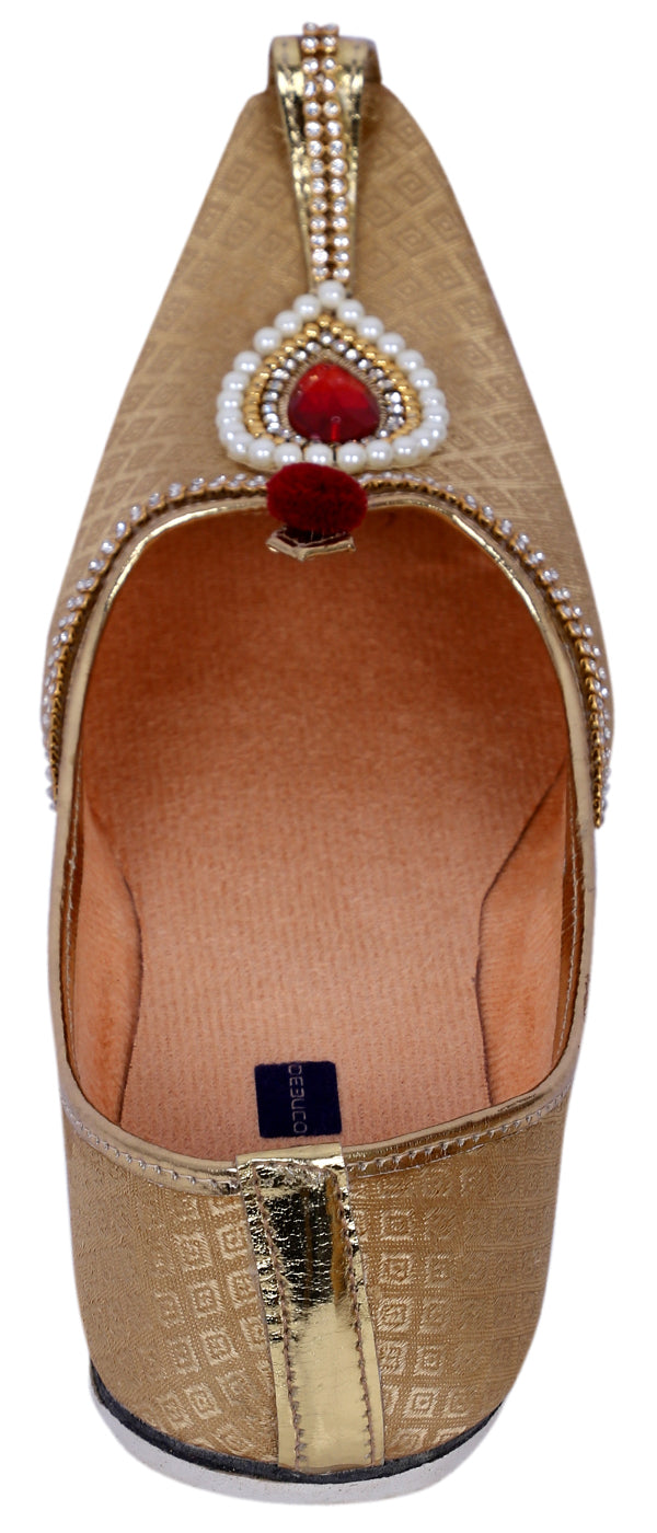 DEEUCO Men's Ethnic Golden Wedding and Sherwani Jutti, Mojari