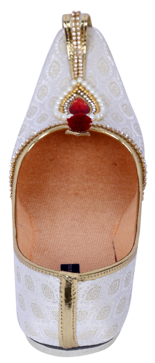 DEEUCO Men's Ethnic Cream N Golden Wedding and Sherwani Jutti, Mojari